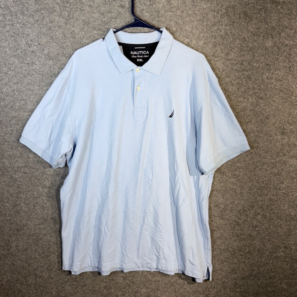 Nautica Mens True Deck Shirt Light Blue Short Sleeve Polo XXL